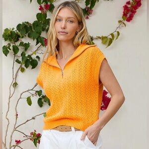 Stitches + Stripes Ashland Half Zip- Mango